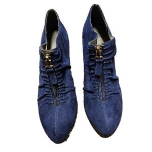 Aerosoles Jalapeno Bootie NWOT Size 8 Blue rouched front zipper 3" heel